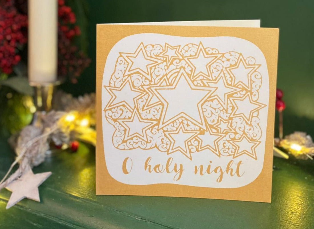 Christmas Card (hand-printed) - O Holy Night (pack of 4)