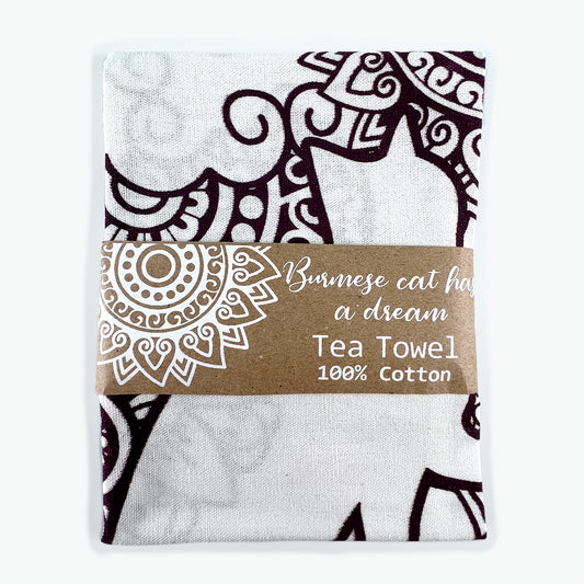 Tea Towel - Burmese Cat has a Dream